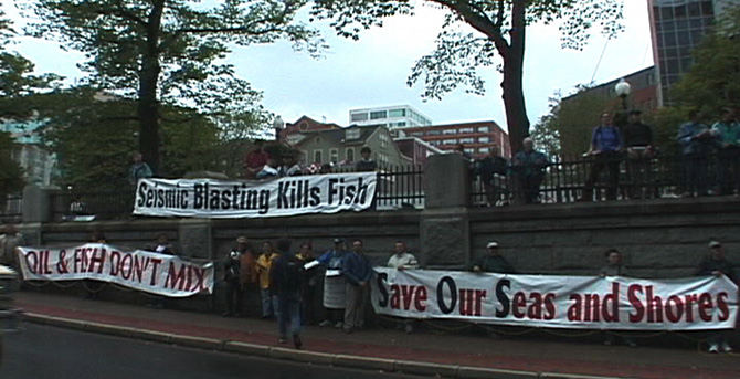 Protest by the Grand Parade in Halifax